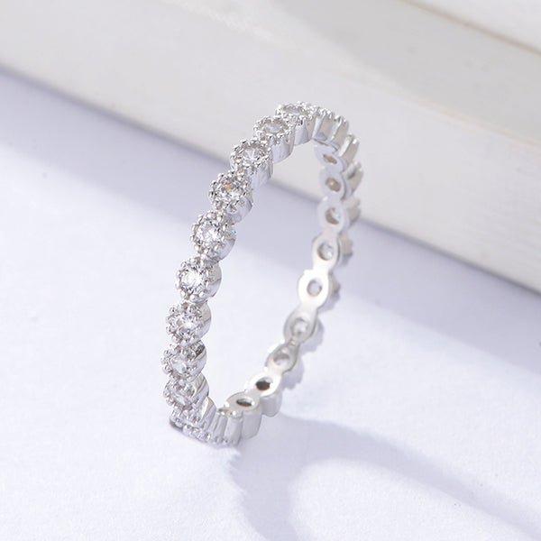 925 Silver Gold Plated Girls Gift Round CZ Ring