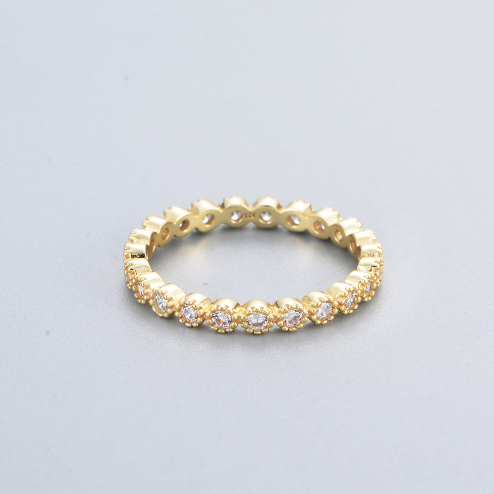 Gold Plated Girls Gift Round CZ Ring