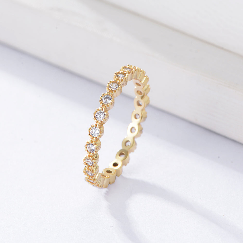 Gold Plated Girls Gift Round CZ Ring