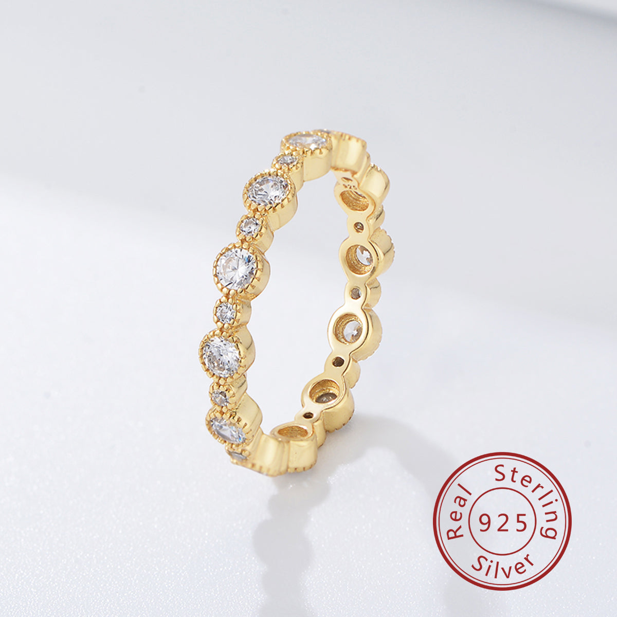 925 Silver Gold Plated Stackable Eternity Ring