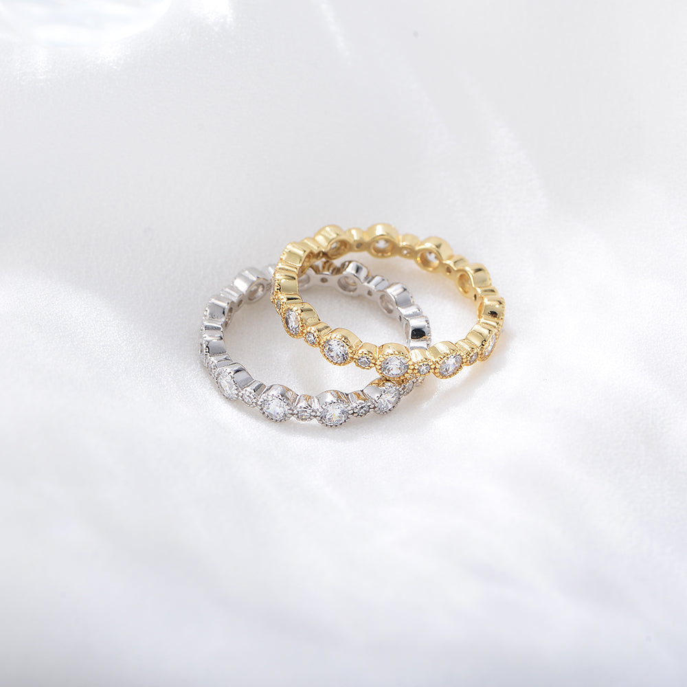 925 Silver Gold Plated Stackable Eternity Ring