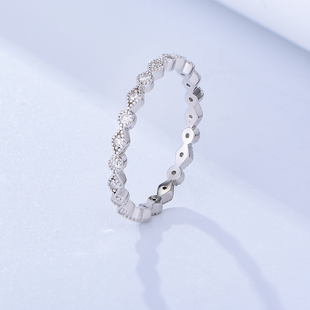 High Quality 925 Sterling Silver Luxury White Zircon Ring