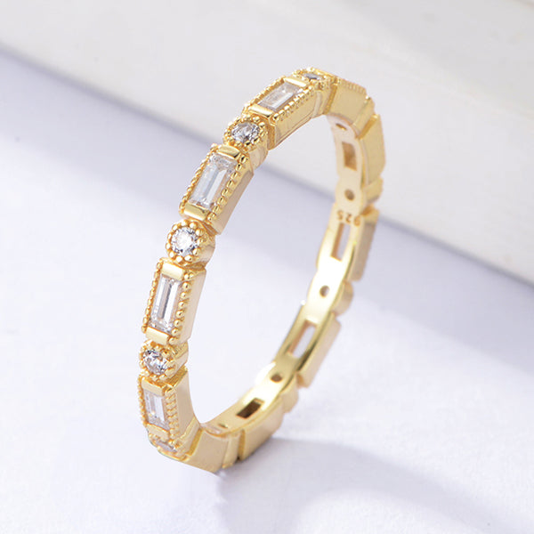 Exquisite White Rectangle Zirconia Ring