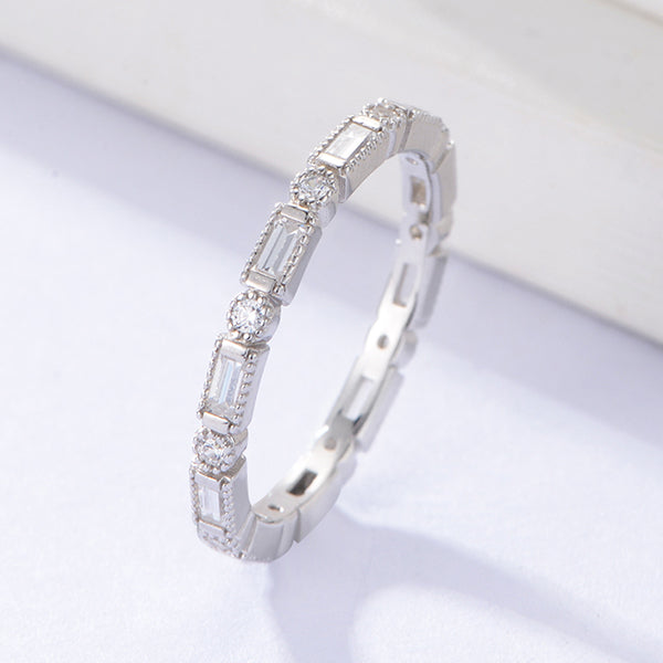 Exquisite 925 Sterling White Rectangle Zirconia Ring