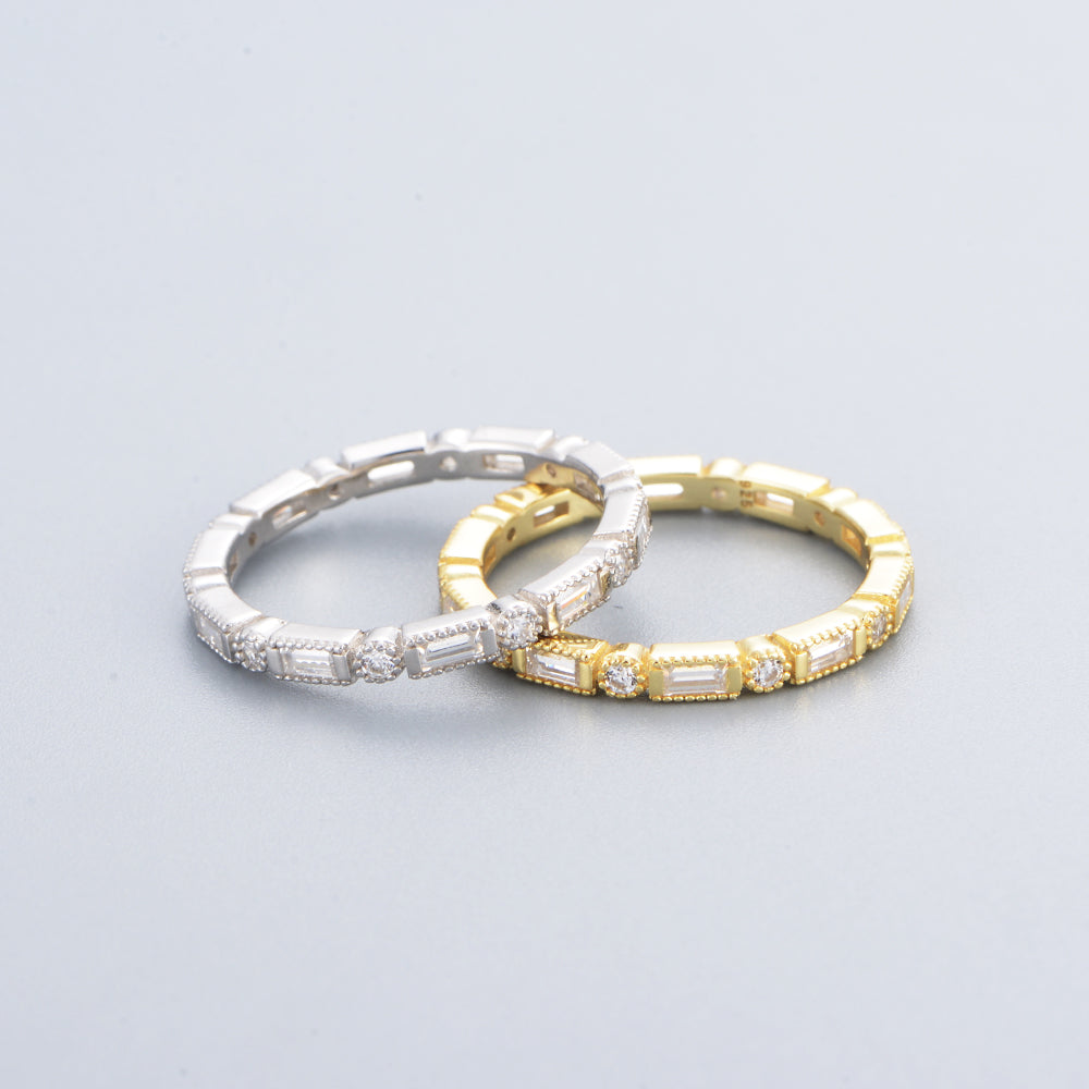 Exquisite White Rectangle Zirconia Ring