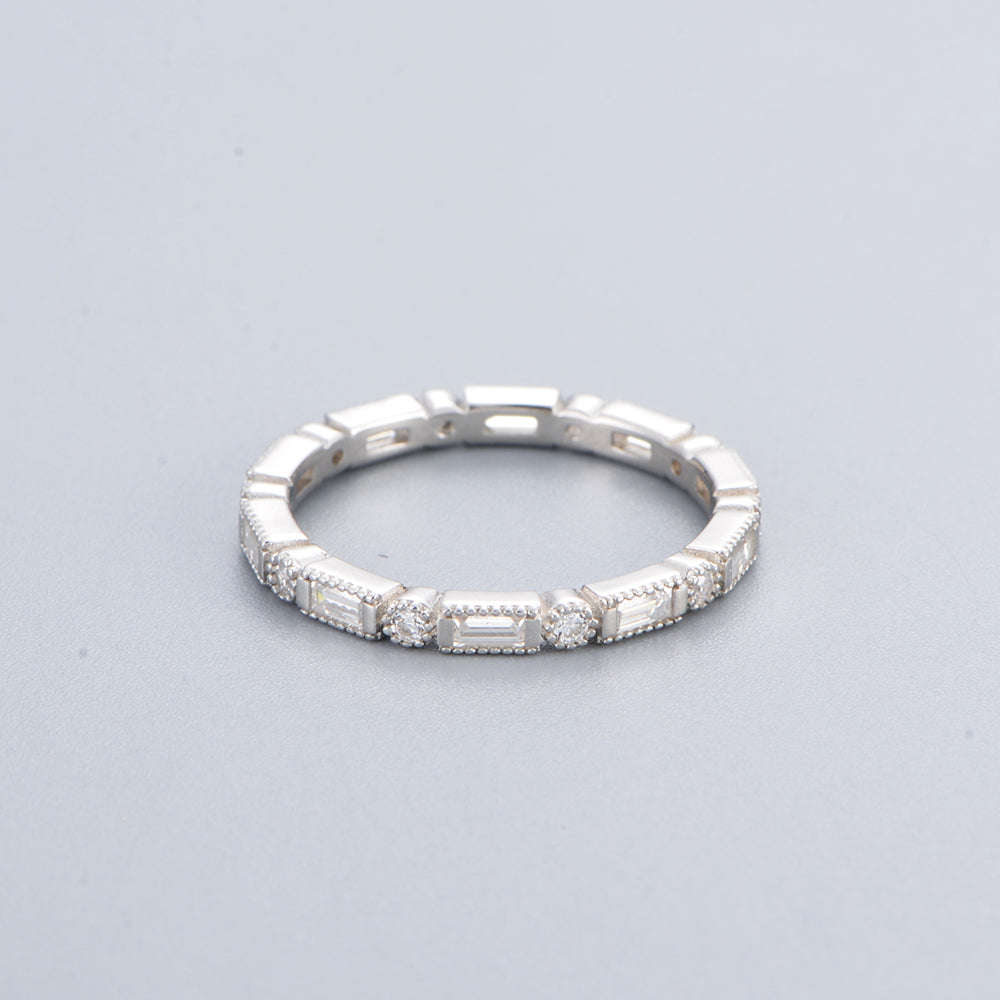 Exquisite White Rectangle Zirconia Ring