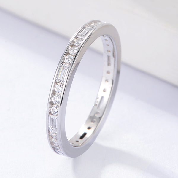 Eternity Band Rectangle CZ Wedding Ring For Women