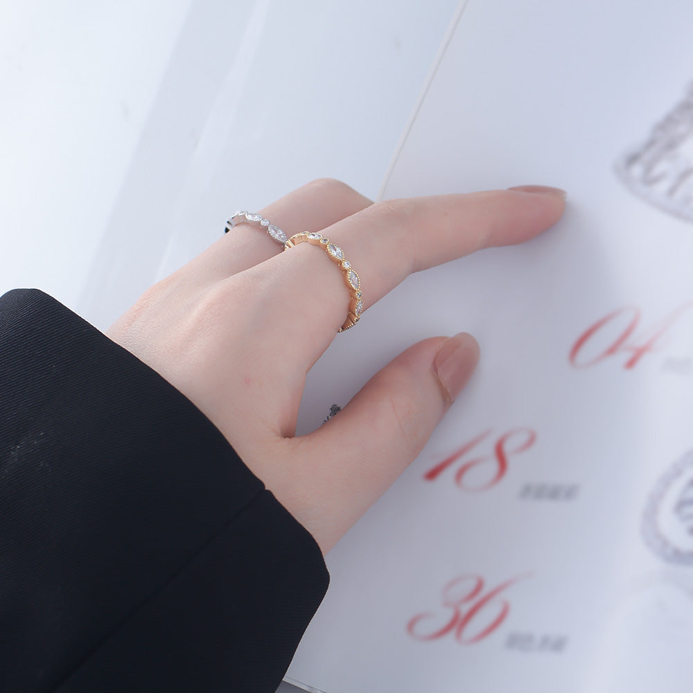 Fashion Woman Couple Geometric Zircon Ring