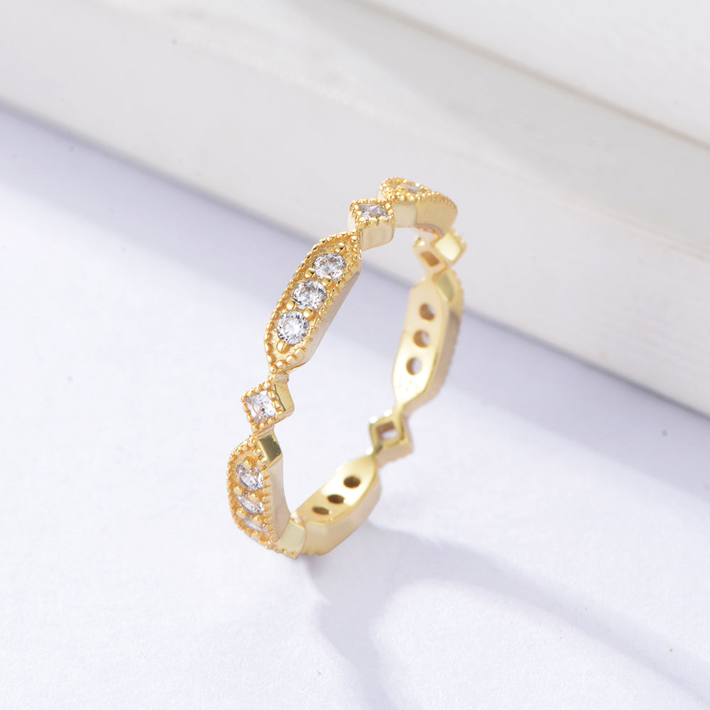 Trendy Minimalist Gold Dainty Diamond CZ Ring