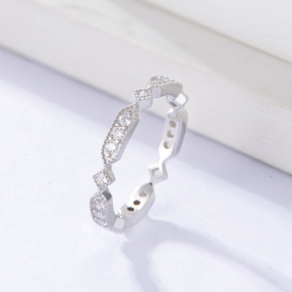 Trendy Minimalist 925 Sterling Silver Gold Dainty Diamond CZ Ring