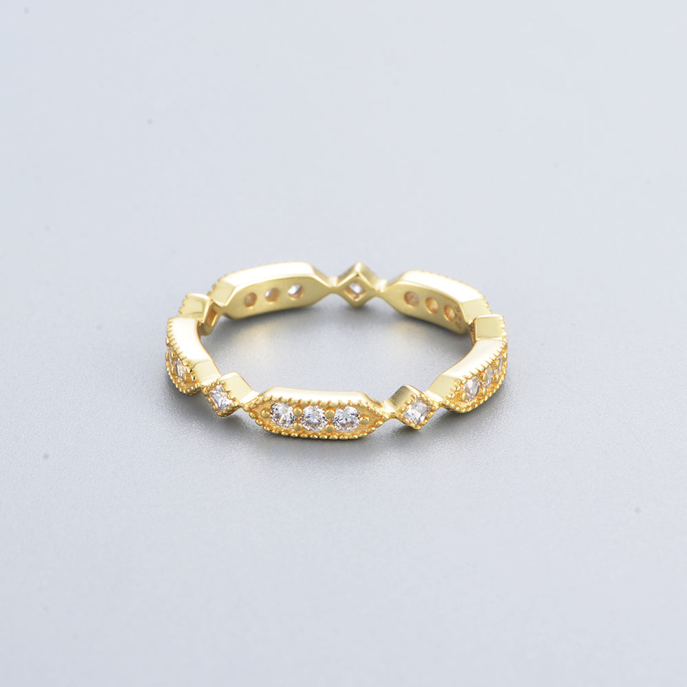 Trendy Minimalist Gold Dainty Diamond CZ Ring