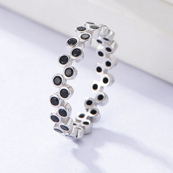 Bezel Setting Black Zircon Spinel Eternity Band Ring