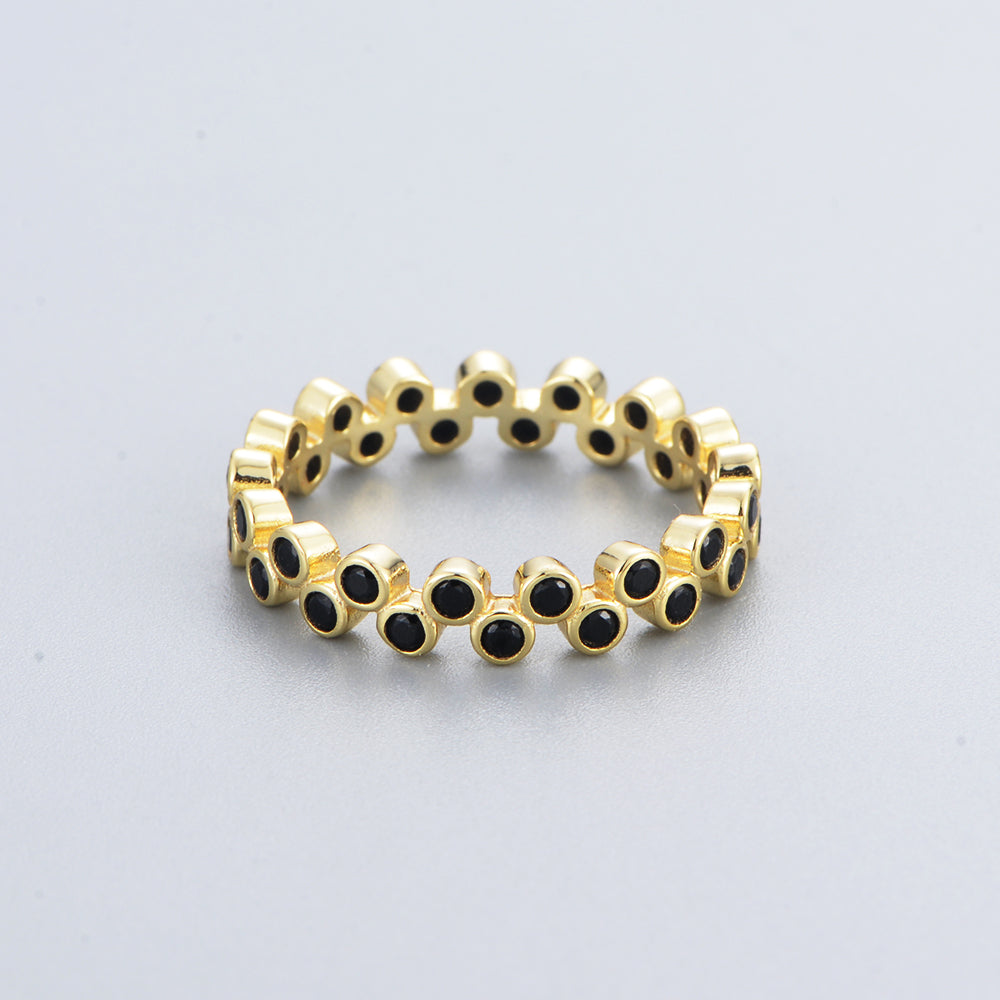 Bezel Setting Black Zircon Spinel Eternity Band Ring