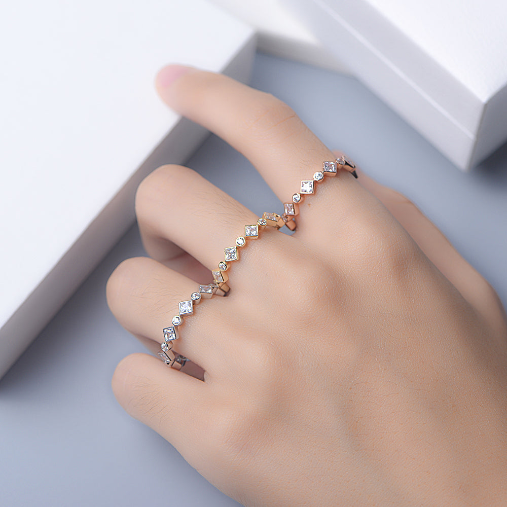 Trendy  Rhomb Zircon Eternal Band Ring