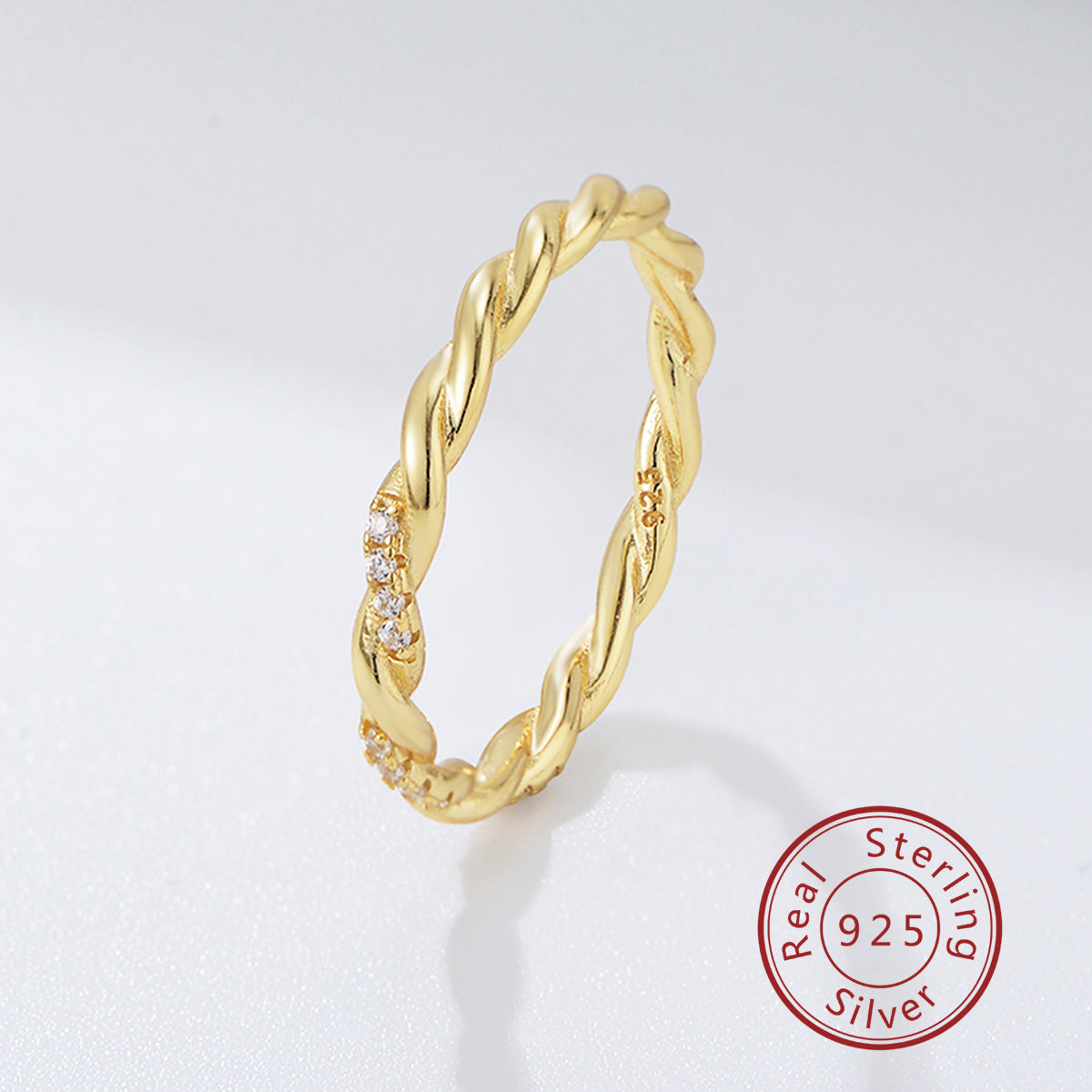 Pave CZ Twist Band Mini Stack Wedding Rings Jewelry