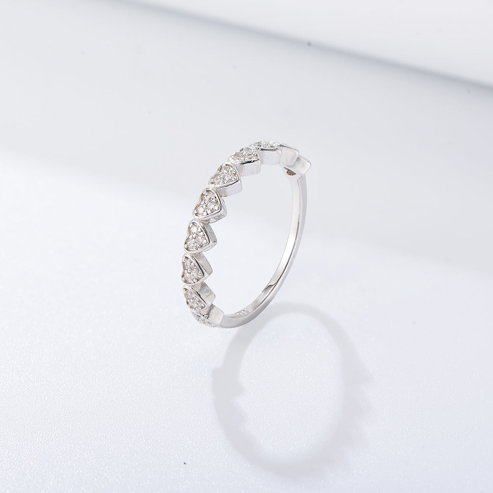 Luxury Minimalist Clear Zirconia Eternity Heart Shaped Rings