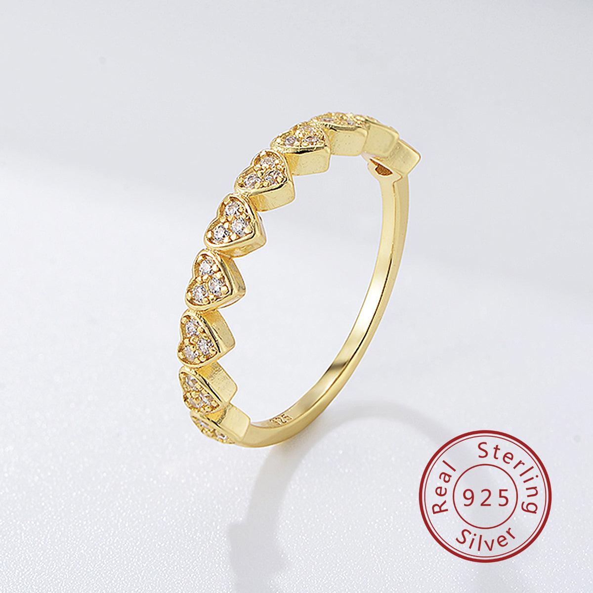 Luxury Minimalist Clear Zirconia Eternity Heart Shaped Rings