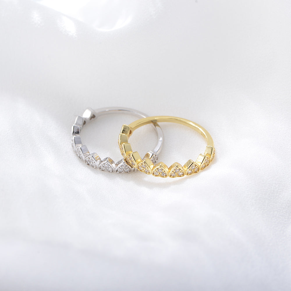 Luxury Minimalist Clear Zirconia Eternity Heart Shaped Rings