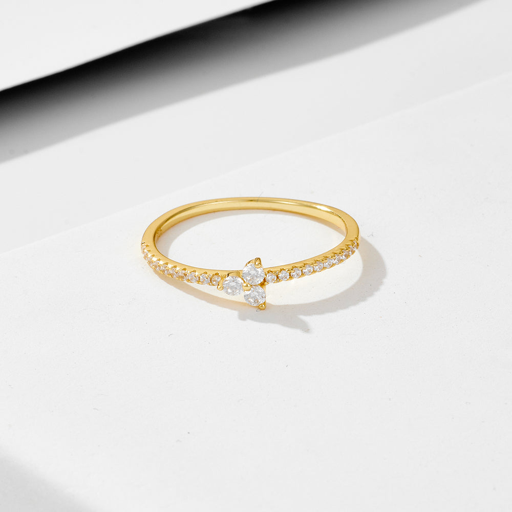 High Quality  Cubic Zircon Tennis Rings in 14K Gold Plated