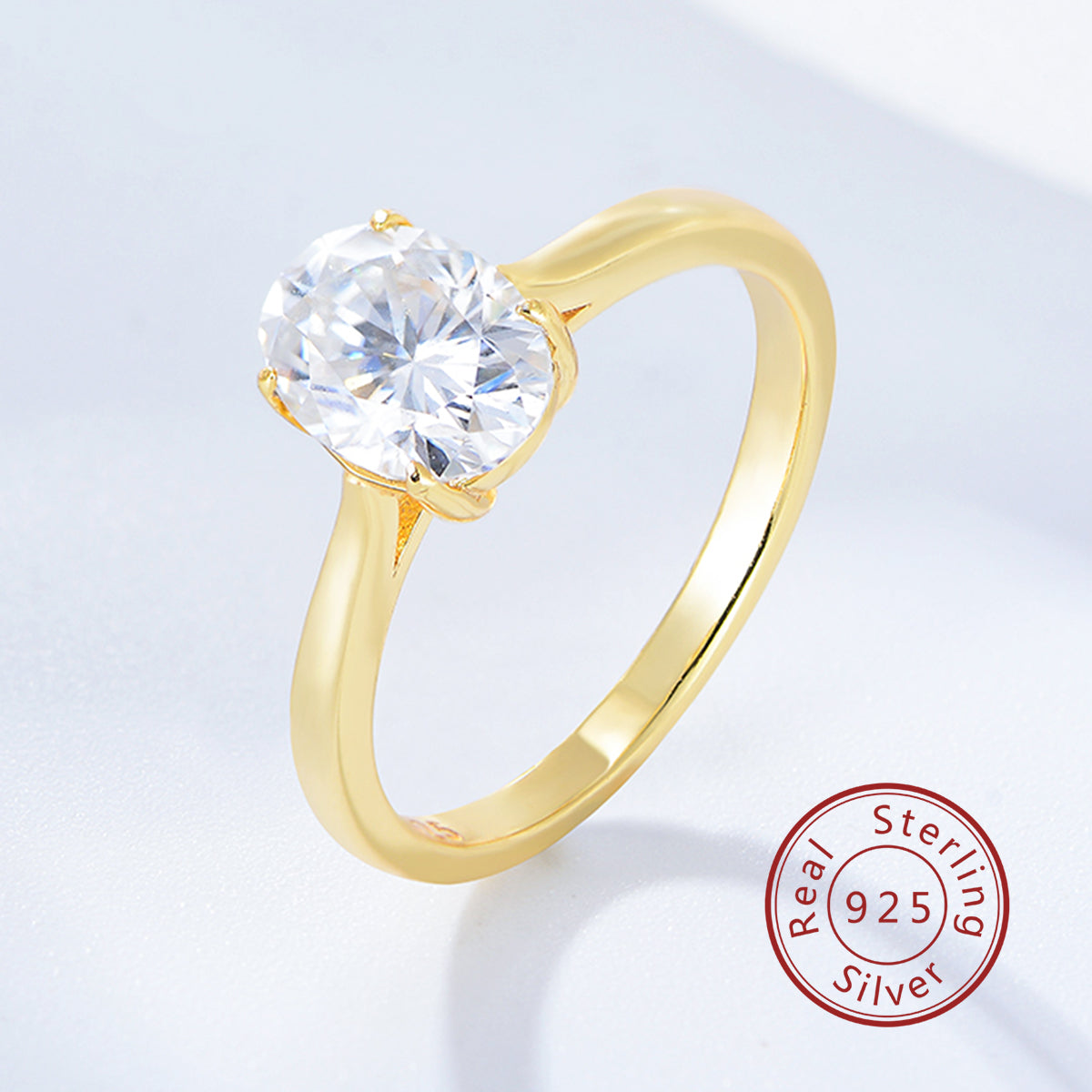 Wedding and Engagement Oval Diamond White Gold Plated Women Ring