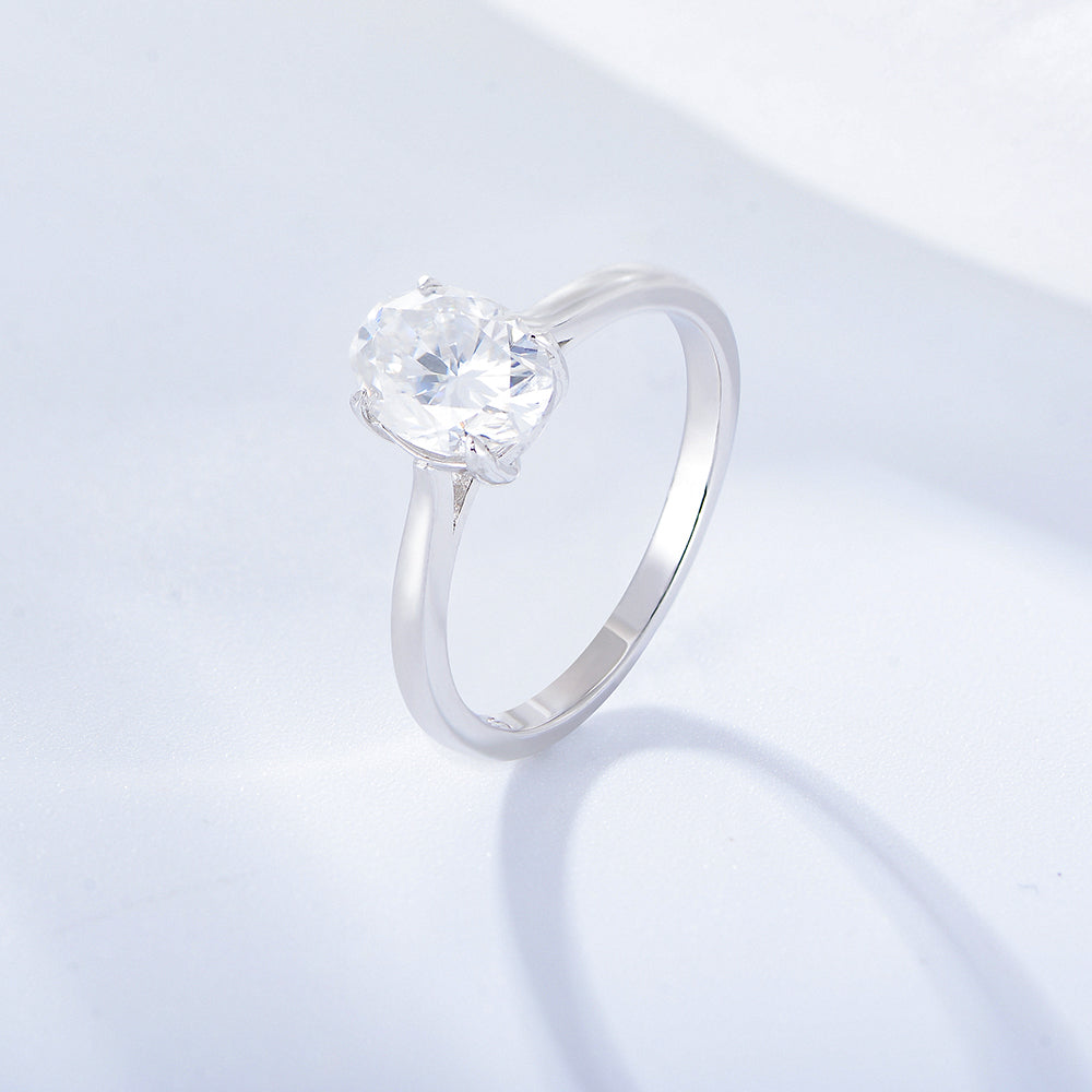 Wedding and Engagement Oval Diamond White Gold Plated Women Ring