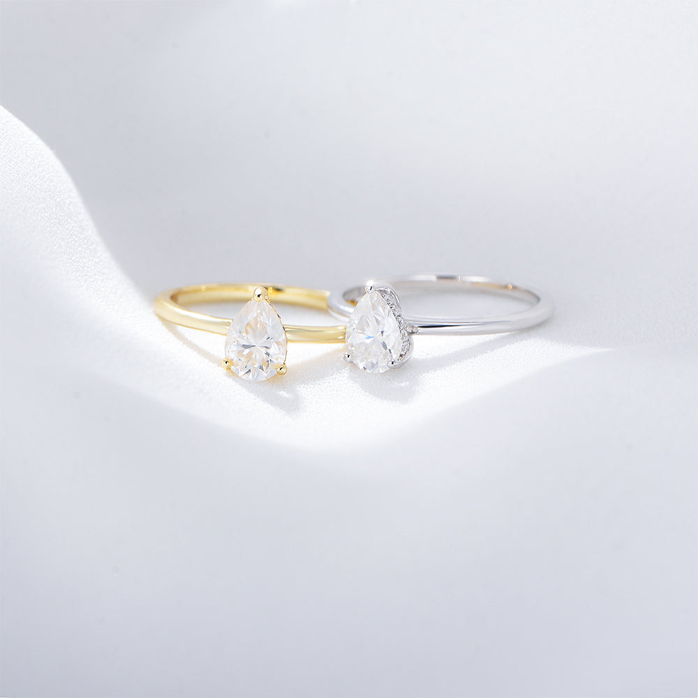High Quality Women Bridal Jewelry Ring 925 Sterling Silver Pear Cut Zircon Diamond Ring