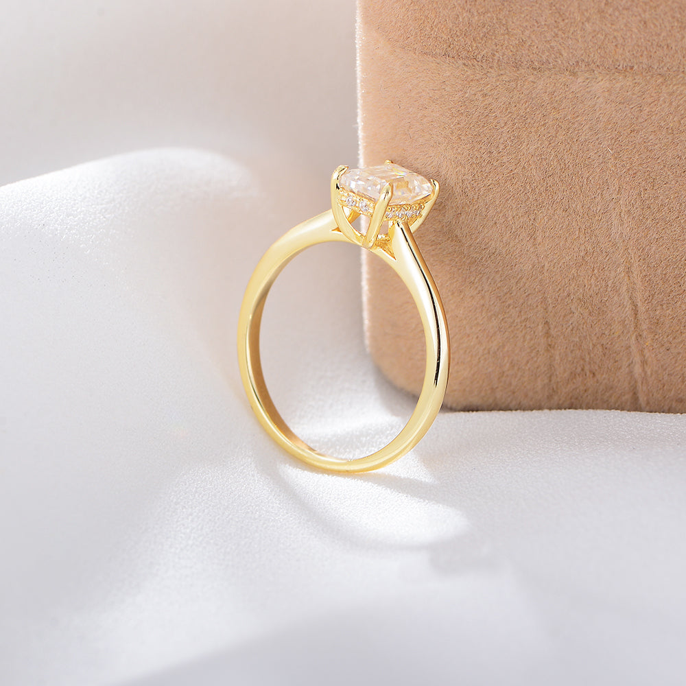 Fashion Jewelry Engagement Solitaire CZ Baguette Cut Couple Ring