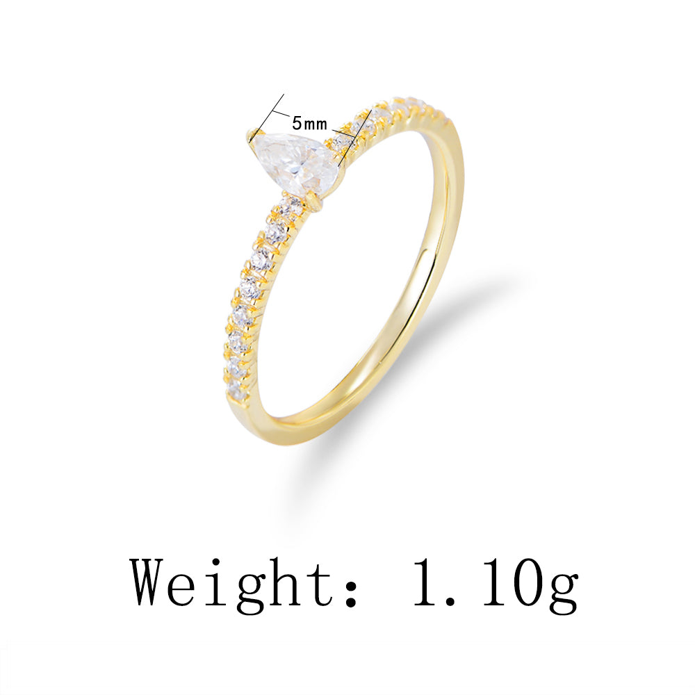 New Arrivals 925 Sterling Silver Pear Cut Cubic Zircon Wedding Eternity Ring For Gift Jewelry