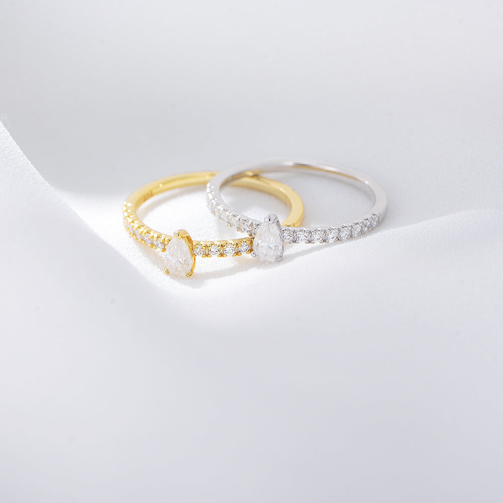 New Arrivals Pear Cut Cubic Zircon Wedding Eternity Ring For Gift Jewelry
