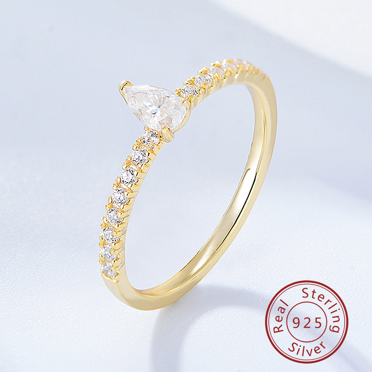 New Arrivals Pear Cut Cubic Zircon Wedding Eternity Ring For Gift Jewelry