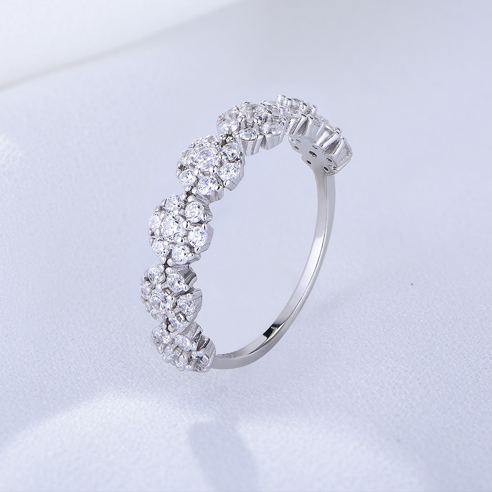 White CZ Romantic Flower Engagement Ring for Girls