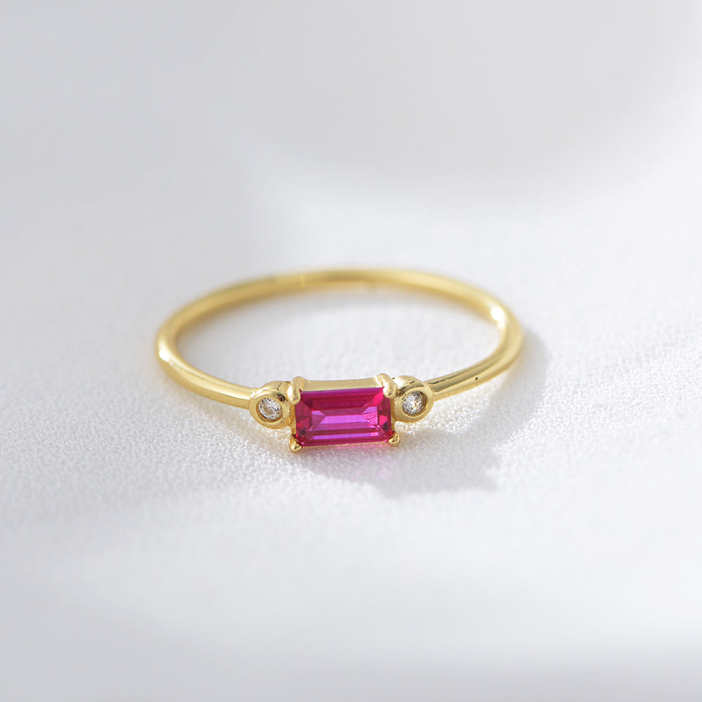 Baguette Ruby Zircon Peridot Gemstone Rings