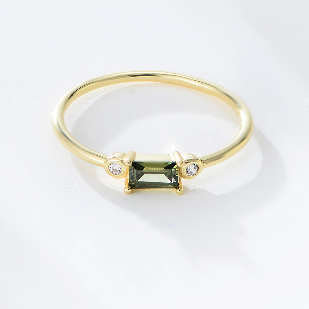 Baguette Ruby Zircon Peridot Gemstone Rings