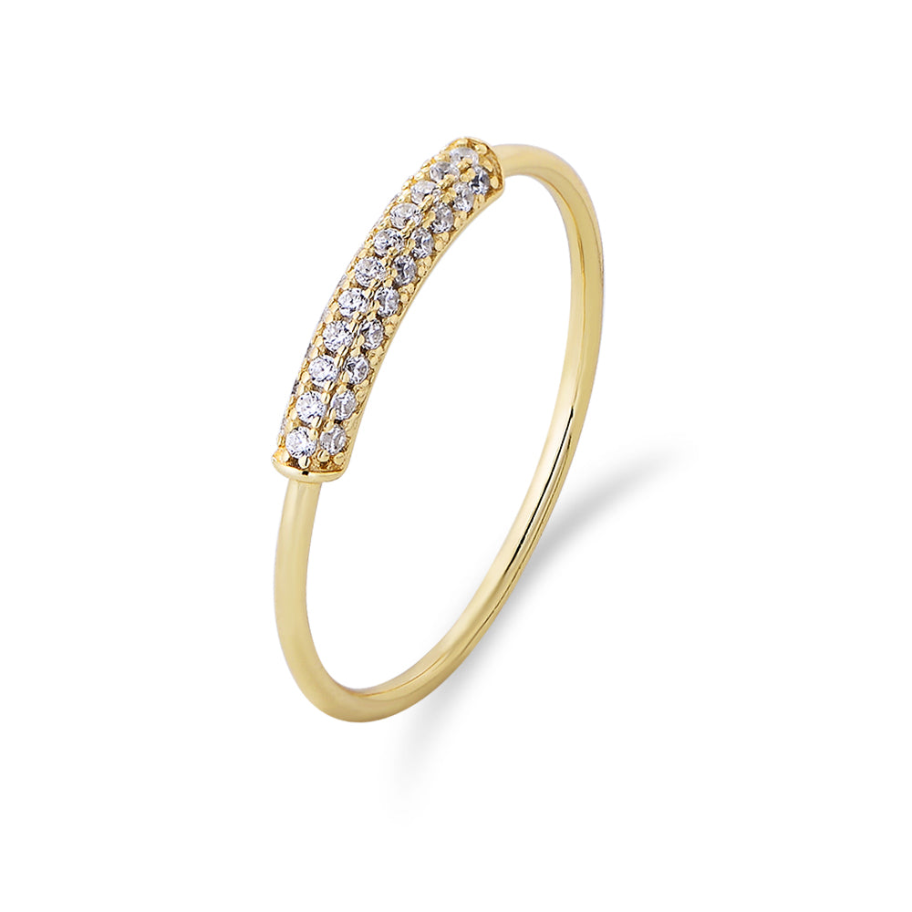 Fashion 14K Gold Plated 925 Sterling Silver Cubic Zirconia Pave Broken Diamonds Dainty Stackable Engagement Ring