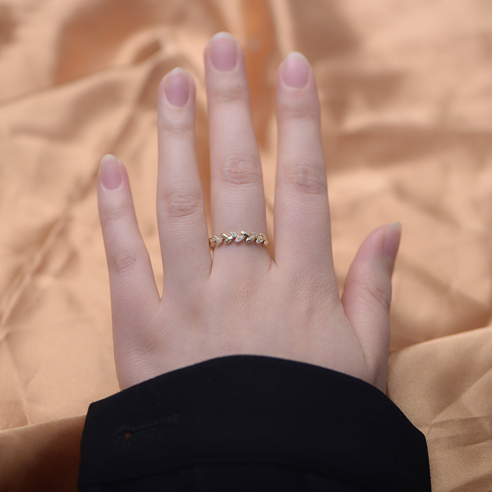 Fashion  Cubic Zircon Ear of Wheat Ring