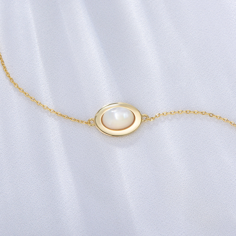 High Quality Adjustable Dainty Oval Pearl Shell Bracelet