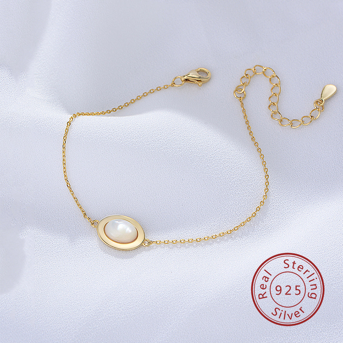 High Quality Adjustable Dainty Oval Pearl Shell Bracelet