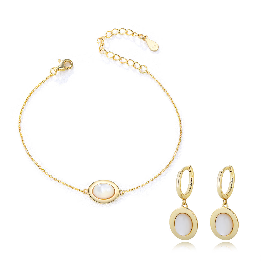 High Quality Adjustable Dainty Oval Pearl Shell Bracelet