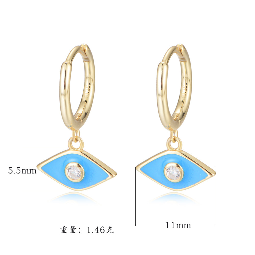 High Quality Jewelry 925 Silver Dainty Enamel Eye Earring