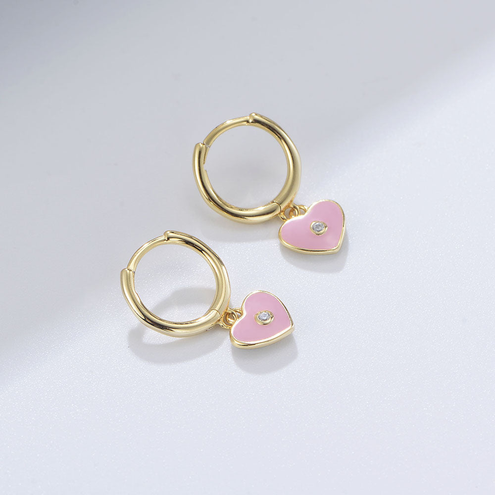 Hypoallergenic Heart Enamel Huggie Earrings