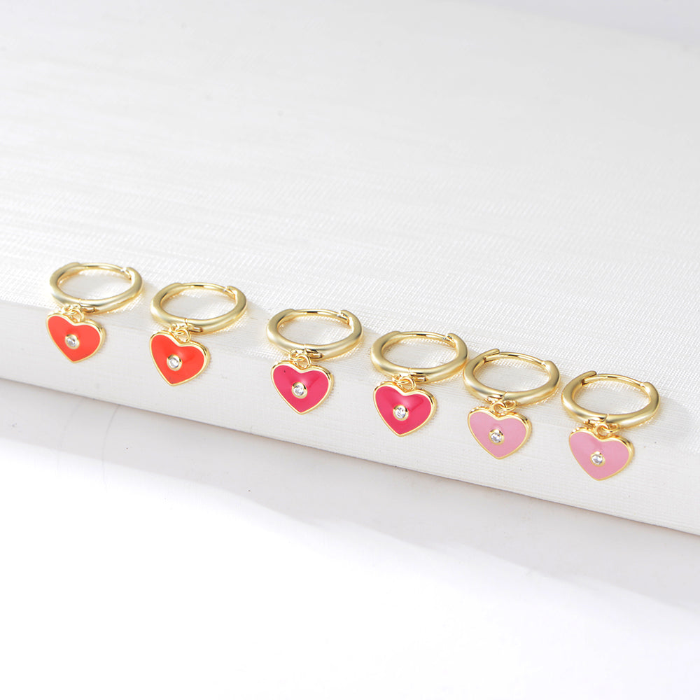 Hypoallergenic Heart Enamel Huggie Earrings