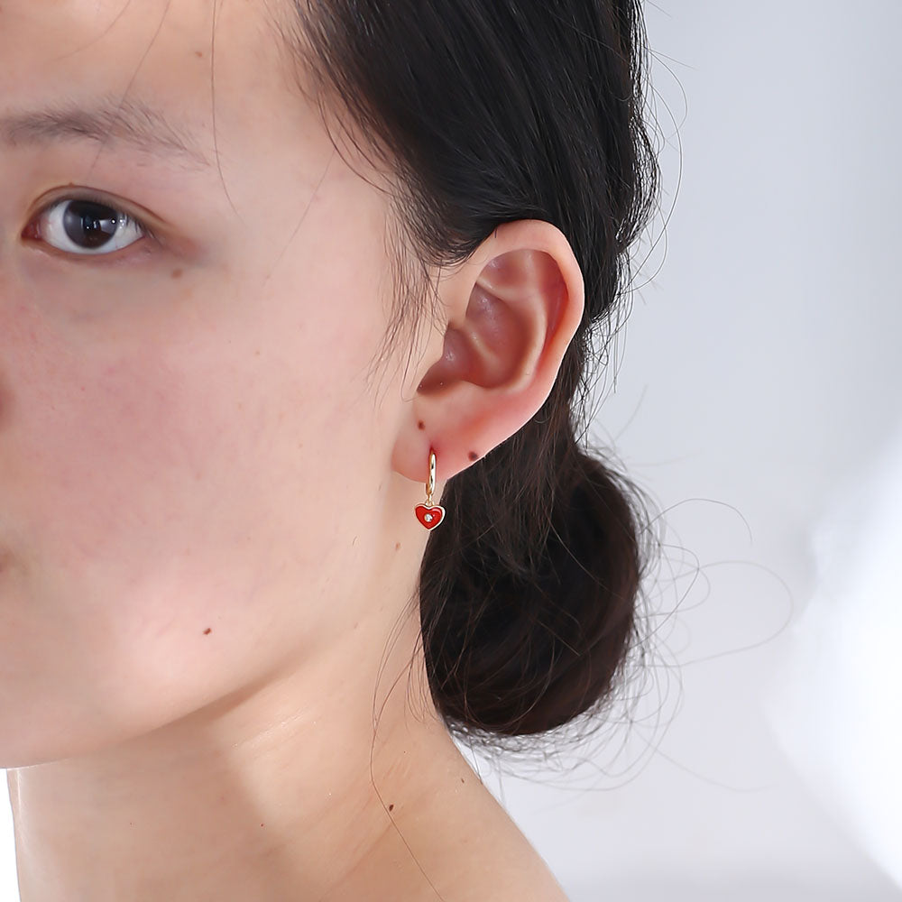Hypoallergenic Heart Enamel Huggie Earrings