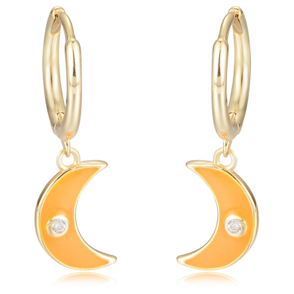 Hypoallergenic Jewelry 925 Silver Moon Enamel Earrings