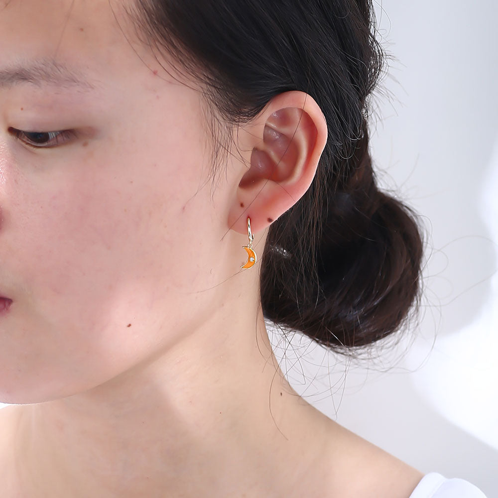 Hypoallergenic Jewelry Moon Enamel Earrings