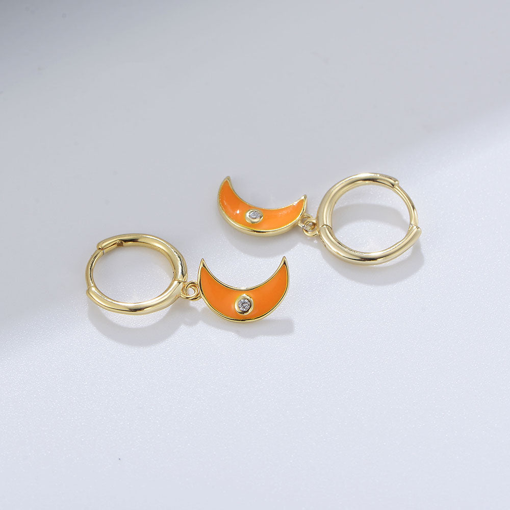 Hypoallergenic Jewelry Moon Enamel Earrings