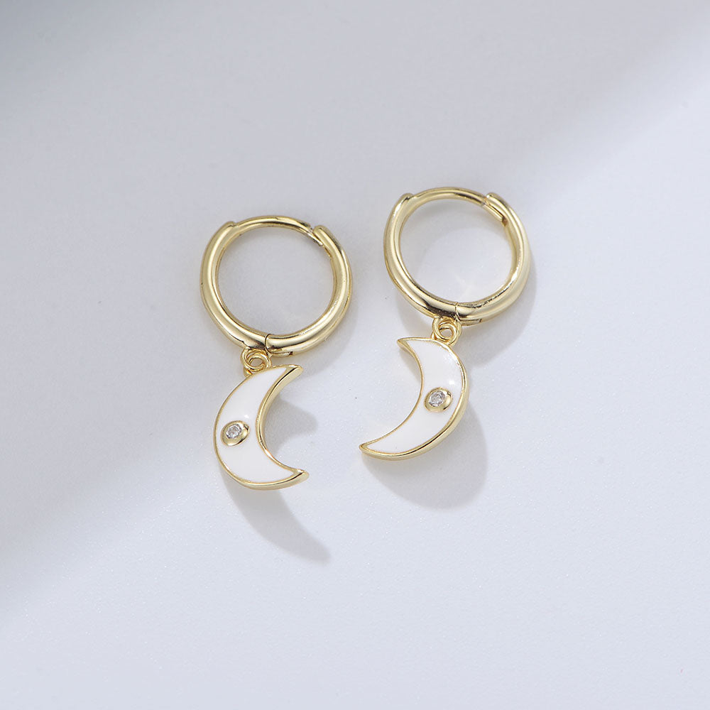 Hypoallergenic Jewelry Moon Enamel Earrings
