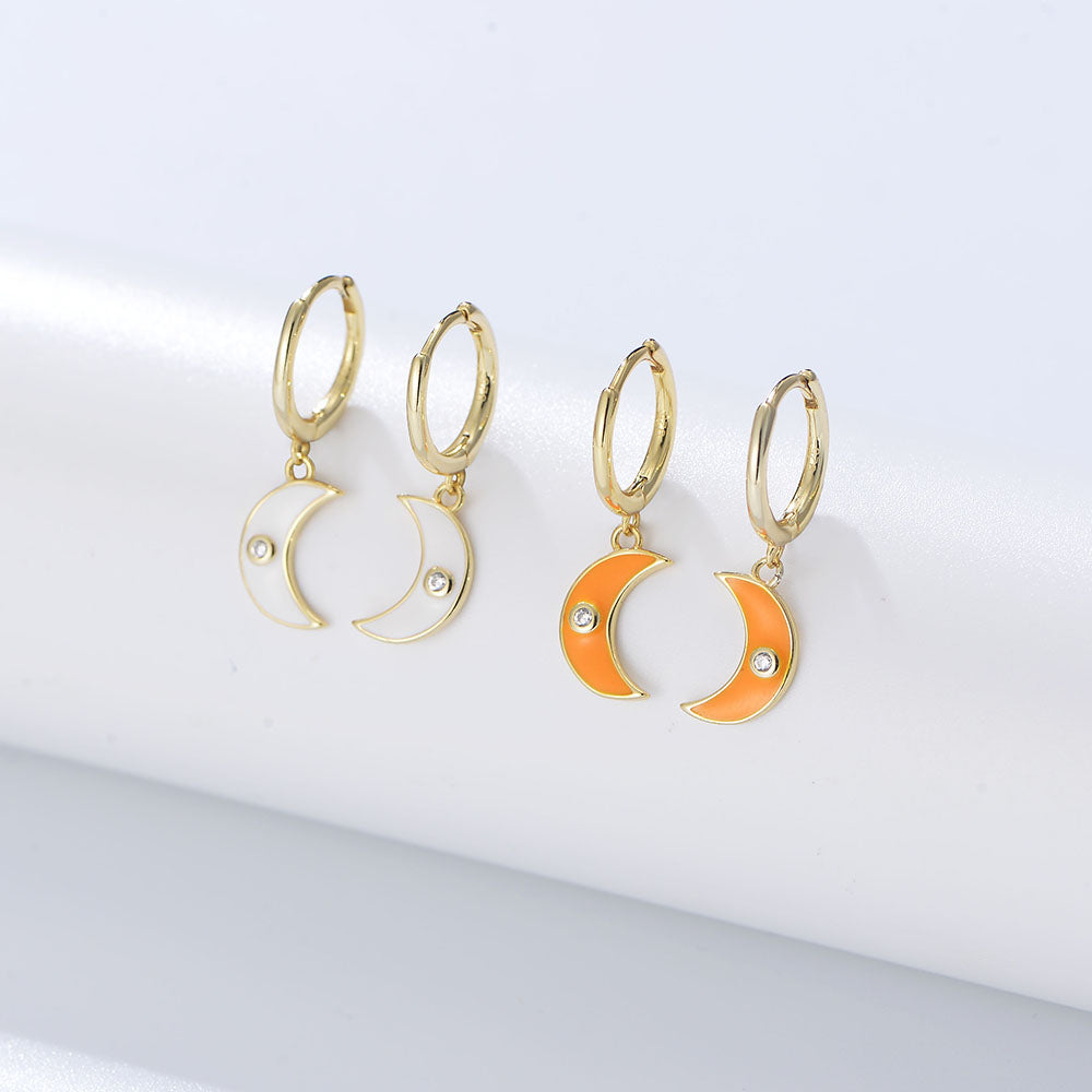 Hypoallergenic Jewelry Moon Enamel Earrings