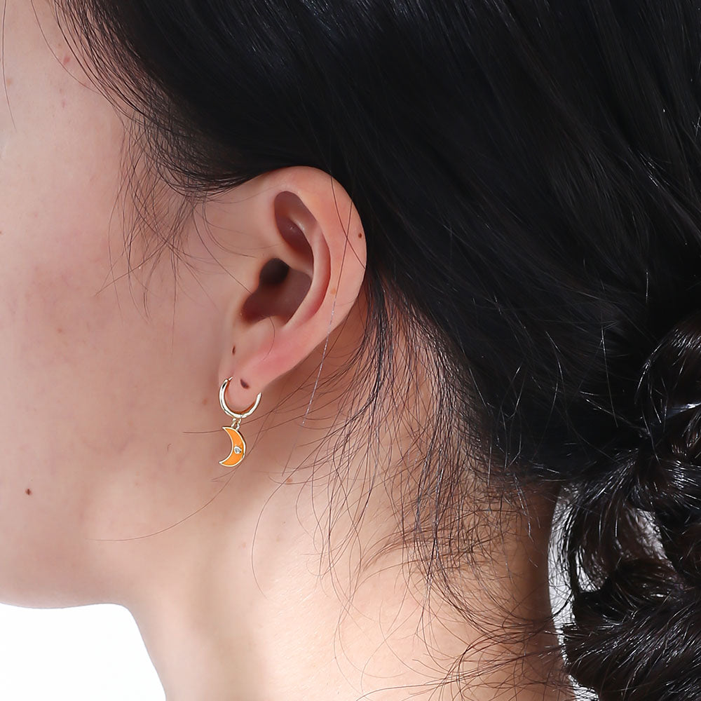 Hypoallergenic Jewelry Moon Enamel Earrings