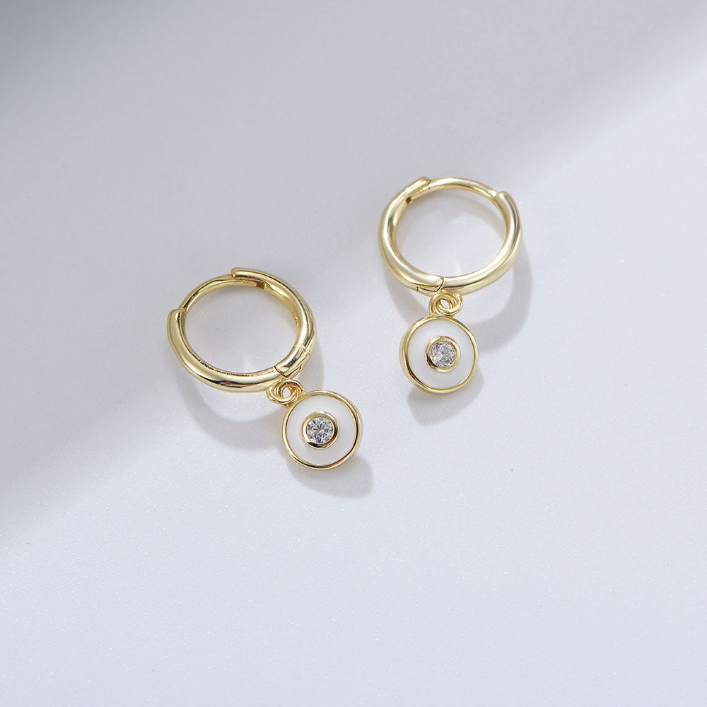 Fashion Charming Zircon Round Enamel Earrings