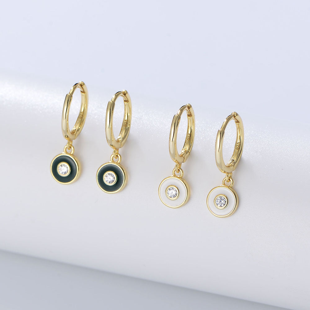 Fashion Charming Zircon Round Enamel Earrings